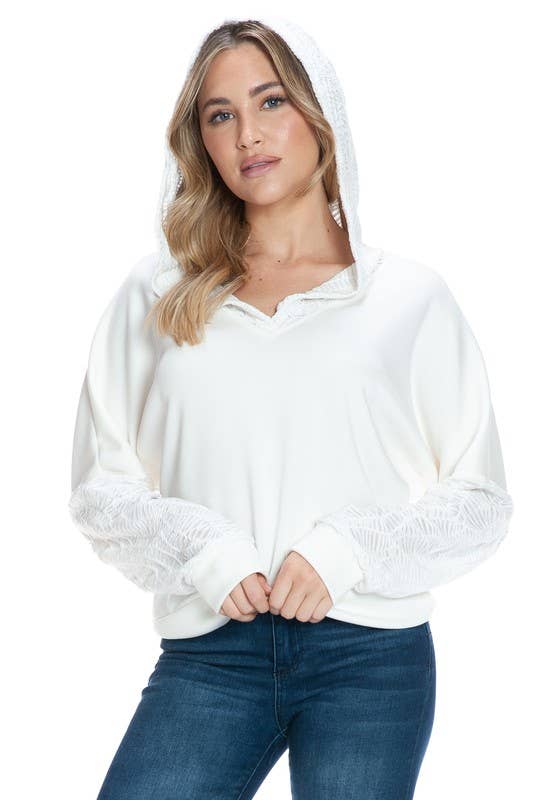 Contrast Sleeve Hoodie in Scuba