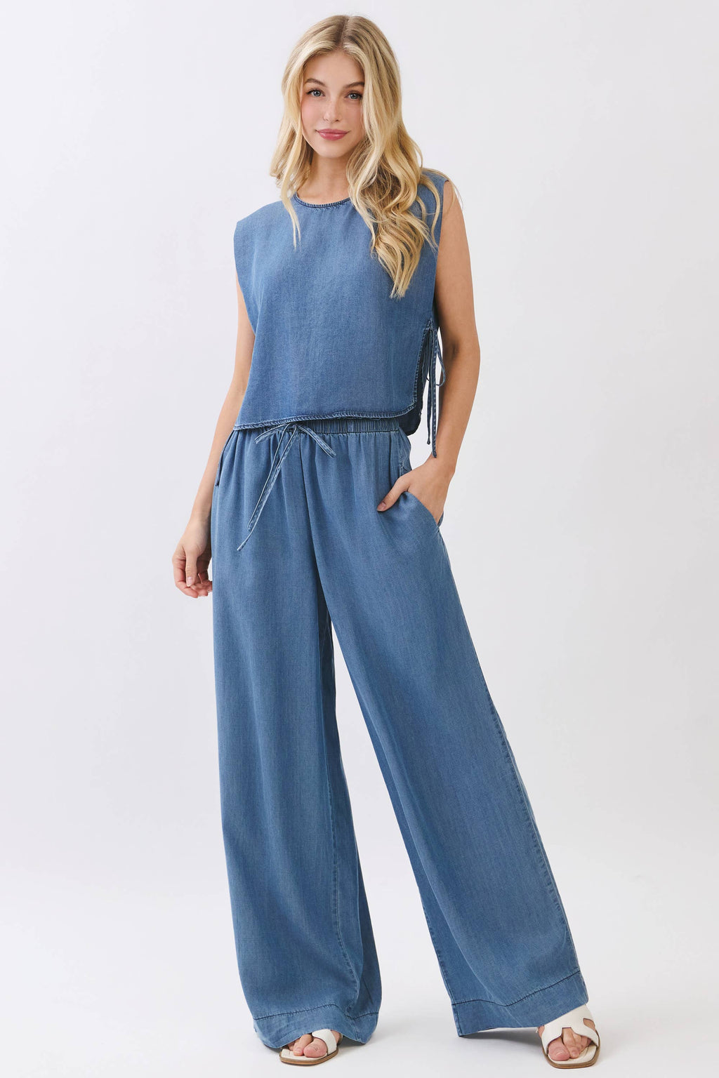TENCEL WIDE LEG PANTS - VJP700007B