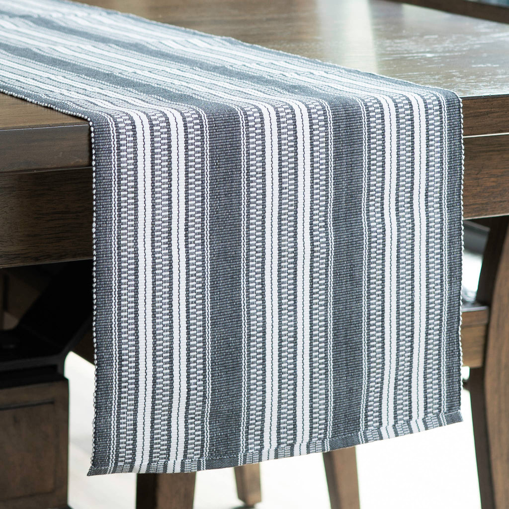 Black Stripe Woven Kitchen Table Runner