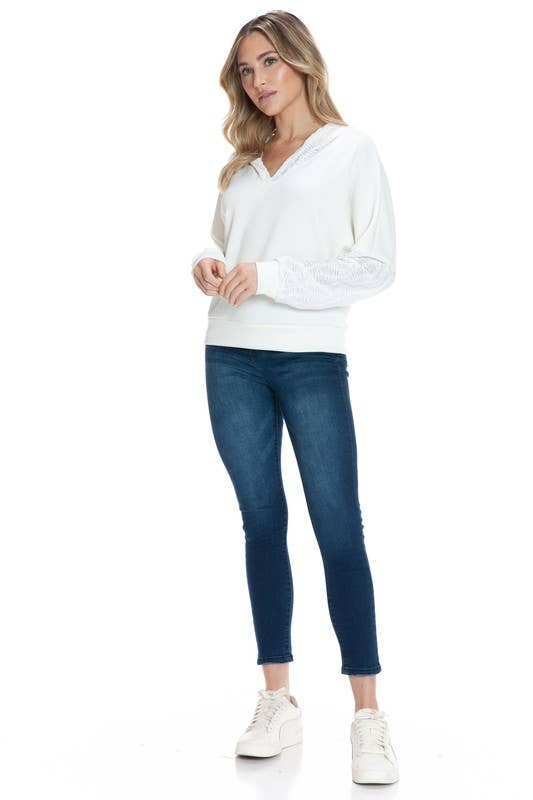 Contrast Sleeve Hoodie in Scuba