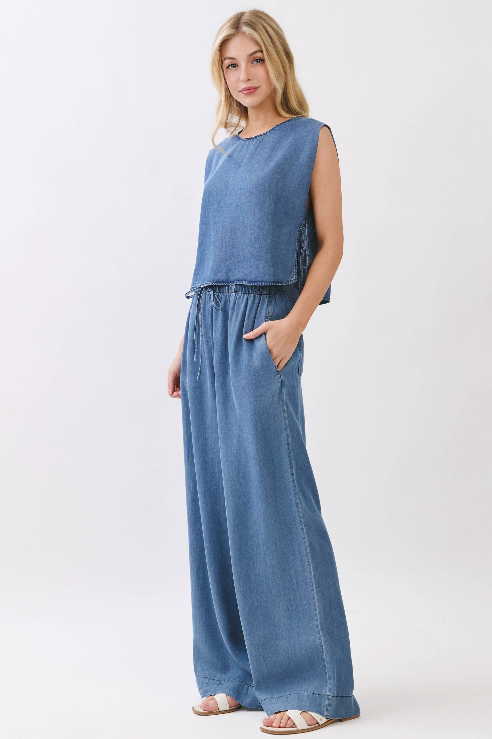 TENCEL WIDE LEG PANTS - VJP700007B