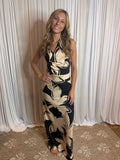 Black and Ivory Halter Dress