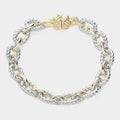 14K Gold Plate Two Tone Rope Chain Magnetic Bracelet