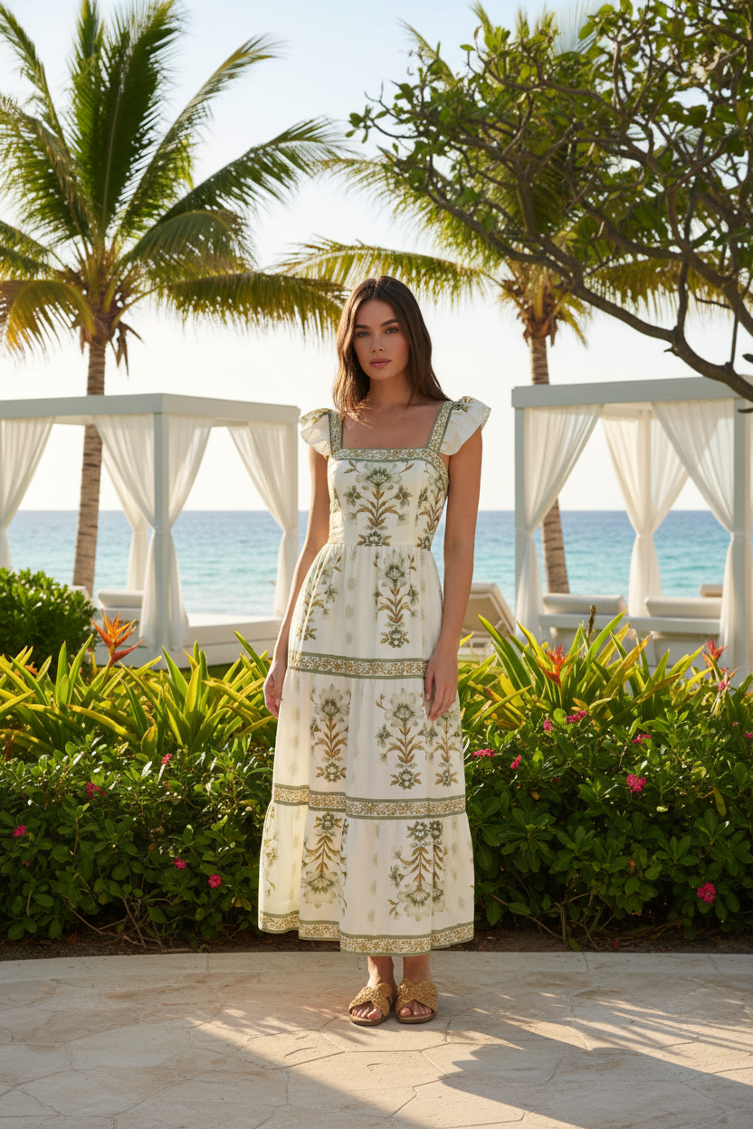 Abstract Floral Dress – Resort Setting