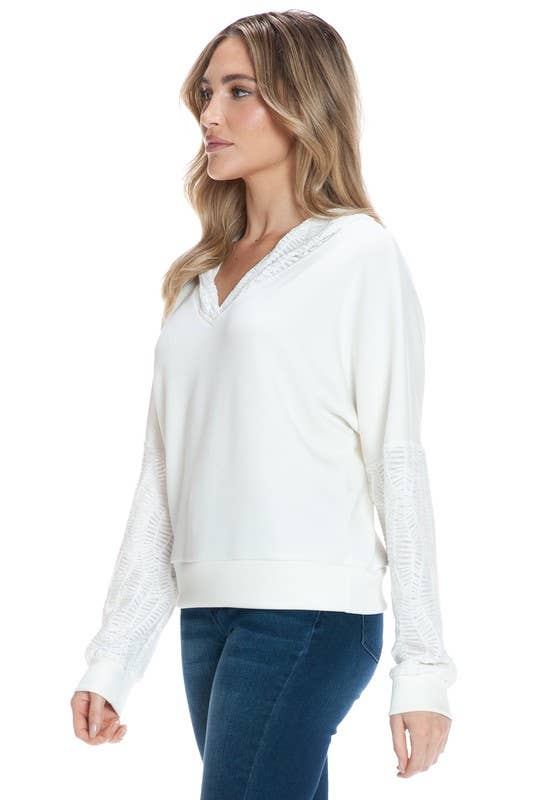 Contrast Sleeve Hoodie in Scuba