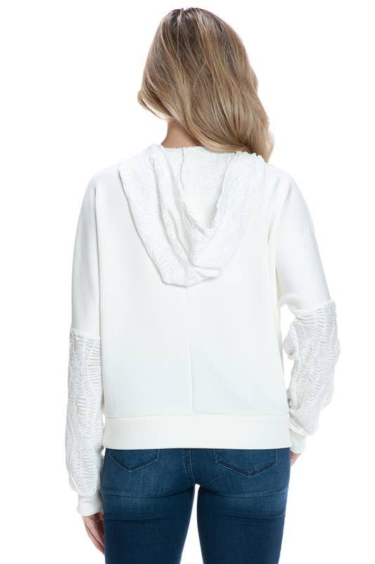 Contrast Sleeve Hoodie in Scuba