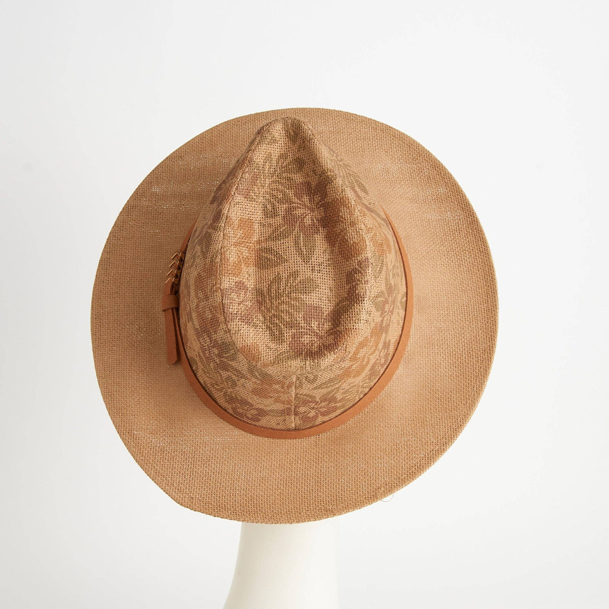 Fedora Hat Gianna Floral Panama Vegan Leather Band