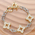 14K Gold Plated Mother Of Pearl Iris Pendant Link Toggle Bra