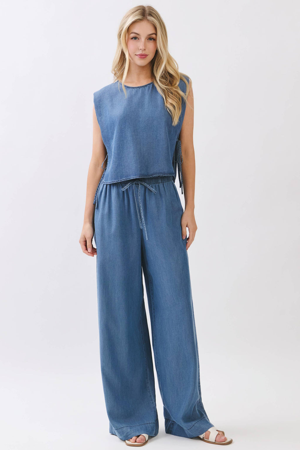 TENCEL WIDE LEG PANTS - VJP700007B