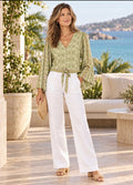 Sage Coastal Tie-Front Top
