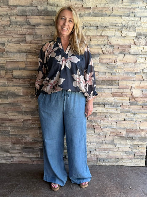 Floral V-Neck Tunic Top