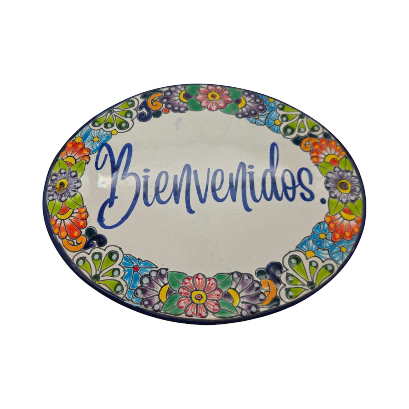 Talavera Bienvenidos Plaque | Hand-Painted Mexican Welcome Sign