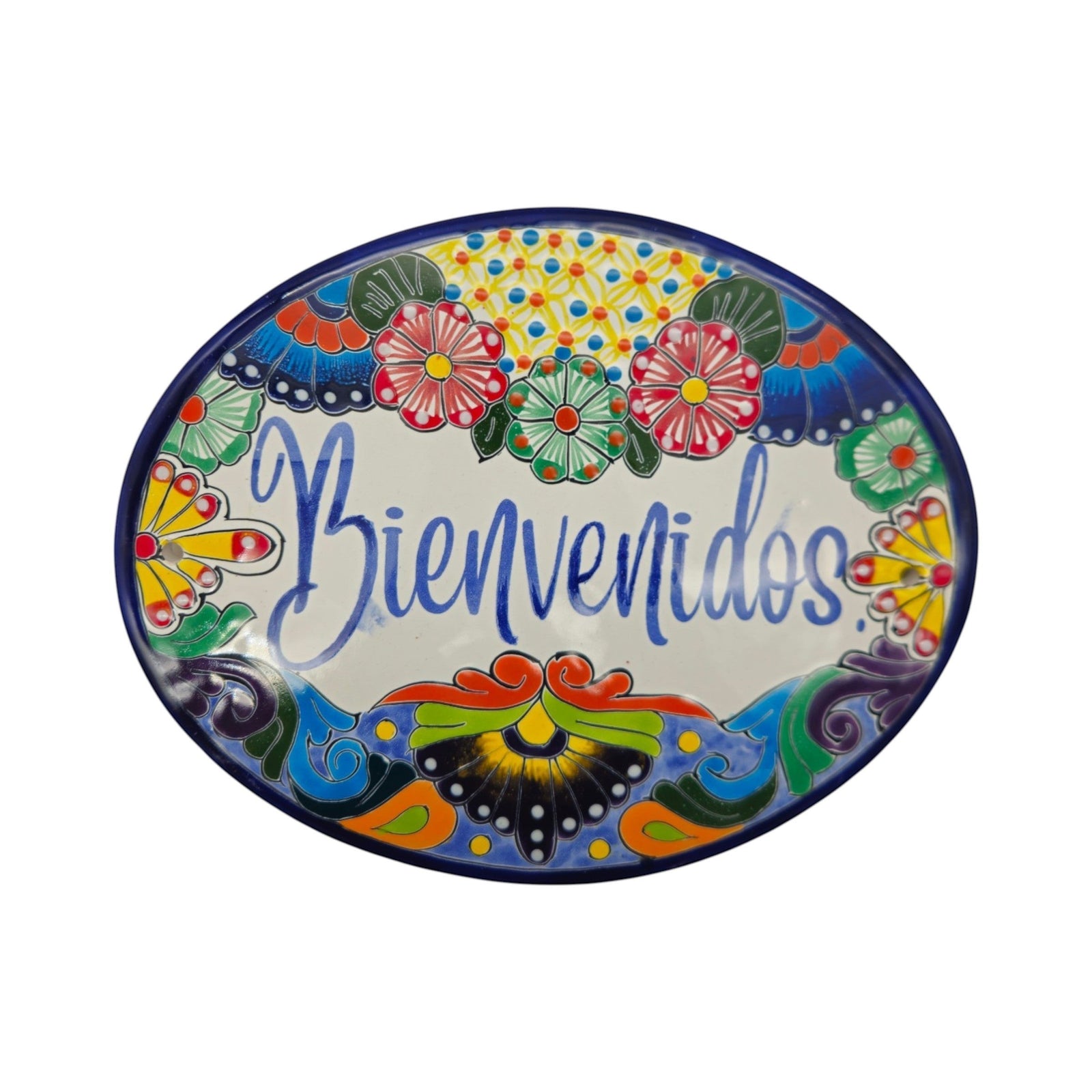 Talavera Bienvenidos Plaque | Hand-Painted Mexican Welcome Sign