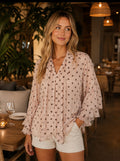 Blush Polka Dot Ruffle Blouse
